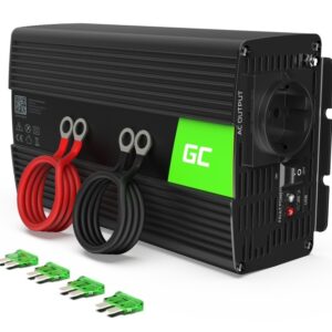 Įtampos keitiklis 24Vdc/230Vac 1000W/2000W 50Hz modifikuotas sinusas, su USB 5V 2.1A; Green cell