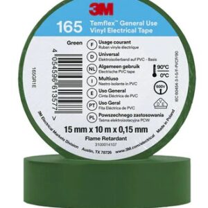 Izoliacinė juosta Temflex™ 165 15mmx0.15mmx10m, žalia, 3M