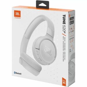 JBL Tune 520BT belaidės „Bluetooth“ ausinės, uždedamos ant ausų, baltos spalvos, EU