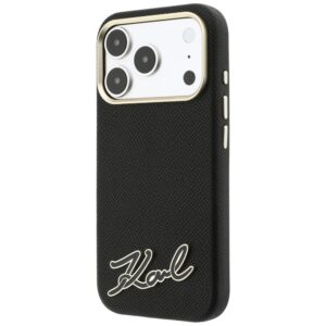 Dėklas Karl Lagerfeld Grained with Resin Signature Logo MagSafe, skirtas iPhone 18 Pro / 17 Pro, juodas - Image 2