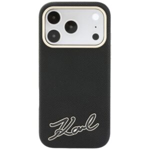 Dėklas Karl Lagerfeld Grained with Resin Signature Logo MagSafe, skirtas iPhone 18 Pro / 17 Pro, juodas - Image 3