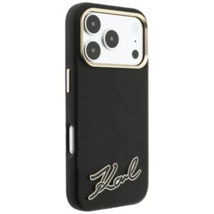Dėklas Karl Lagerfeld Grained with Resin Signature Logo MagSafe, skirtas iPhone 18 Pro / 17 Pro, juodas - Image 4