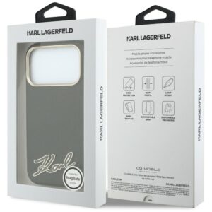 Dėklas Karl Lagerfeld Grained with Resin Signature Logo MagSafe, skirtas iPhone 18 Pro / 17 Pro, juodas - Image 8