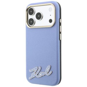 Dėklas Karl Lagerfeld Grained with Resin Signature Logo MagSafe, skirtas iPhone 18 Pro / 17 Pro, šviesiai mėlynas - Image 2