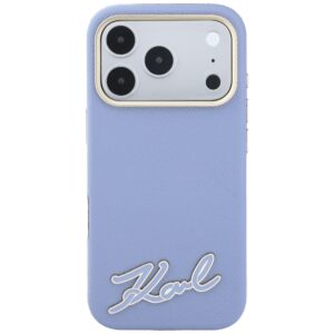 Dėklas Karl Lagerfeld Grained with Resin Signature Logo MagSafe, skirtas iPhone 18 Pro / 17 Pro, šviesiai mėlynas - Image 3