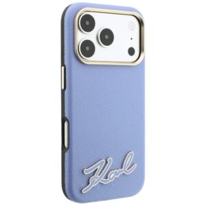 Dėklas Karl Lagerfeld Grained with Resin Signature Logo MagSafe, skirtas iPhone 18 Pro / 17 Pro, šviesiai mėlynas - Image 4