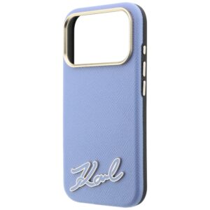 Dėklas Karl Lagerfeld Grained with Resin Signature Logo MagSafe, skirtas iPhone 18 Pro / 17 Pro, šviesiai mėlynas - Image 6