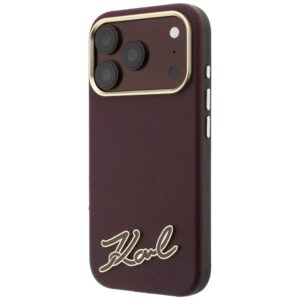 Dėklas Karl Lagerfeld Grained with Resin Signature Logo MagSafe, skirtas iPhone 18 Pro / 17 Pro, bordo spalvos - Image 2