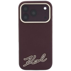 Dėklas Karl Lagerfeld Grained with Resin Signature Logo MagSafe, skirtas iPhone 18 Pro / 17 Pro, bordo spalvos - Image 3