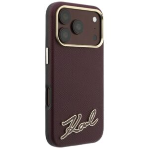 Dėklas Karl Lagerfeld Grained with Resin Signature Logo MagSafe, skirtas iPhone 18 Pro / 17 Pro, bordo spalvos - Image 4