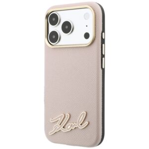 Dėklas Karl Lagerfeld Grained with Resin Signature Logo MagSafe, skirtas iPhone 18 Pro / 17 Pro, rožinis - Image 2