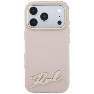 Dėklas Karl Lagerfeld Grained with Resin Signature Logo MagSafe, skirtas iPhone 18 Pro / 17 Pro, rožinis - Image 3