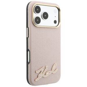 Dėklas Karl Lagerfeld Grained with Resin Signature Logo MagSafe, skirtas iPhone 18 Pro / 17 Pro, rožinis - Image 4