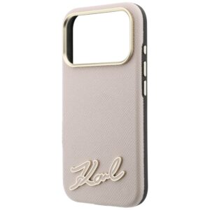 Dėklas Karl Lagerfeld Grained with Resin Signature Logo MagSafe, skirtas iPhone 18 Pro / 17 Pro, rožinis - Image 6