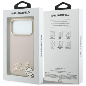 Dėklas Karl Lagerfeld Grained with Resin Signature Logo MagSafe, skirtas iPhone 18 Pro / 17 Pro, rožinis - Image 8