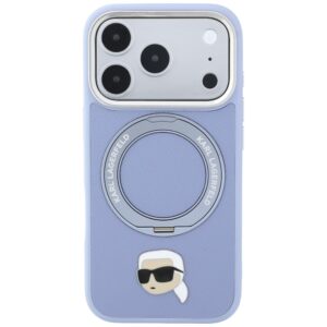 Dėklas Karl Lagerfeld su žiediniu stovu 360 Karl Head Pin MagSafe, skirtas iPhone 18 Pro / 17 Pro, šviesiai mėlynas - Image 3