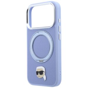 Dėklas Karl Lagerfeld su žiediniu stovu 360 Karl Head Pin MagSafe, skirtas iPhone 18 Pro / 17 Pro, šviesiai mėlynas - Image 6