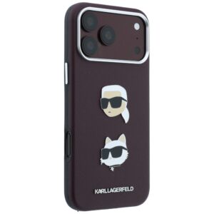 Dėklas Karl Lagerfeld Saffiano su Karl & Choupette Heads smeigtukais ir logotipu, skirtas iPhone 18 Pro / 17 Pro, bordo spalvos - Image 4
