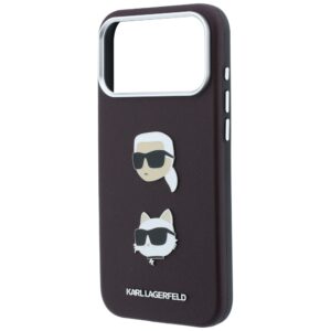 Dėklas Karl Lagerfeld Saffiano su Karl & Choupette Heads smeigtukais ir logotipu, skirtas iPhone 18 Pro / 17 Pro, bordo spalvos - Image 6