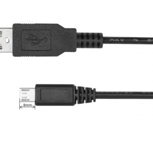 Kabelis USB A kištukas - micro USB B su pailgintu kištuku (8mm) 1m