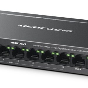 Mercusys MS110CP tinklo komutatorius Fast Ethernet (10/100) Maitinimas per Eternetą (PoE) Juoda - Image 2
