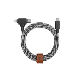 Native Union Belt Cable Duo USB kabelis 1,5 m USB C USB C/Lightning Juoda, Balta