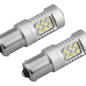 LED lemputės CANBUS, 24SMD 3030, 1156 (P21W), BA15s, 12V/24V, 2vnt, AMIO