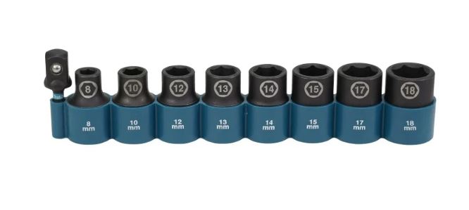 MAKITA SMŪGINIŲ GALVUČIŲ RINKINYS 1/2" 9vnt. 8-18mm