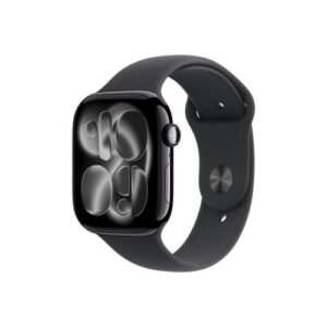 Apple Watch Series 11 (2025) GPS 46mm kosminės pilkos spalvos aliuminio korpusas, juoda sportinė apyrankė S/M EU MEV04