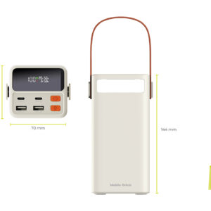Mobile Origin PowerBank 65W PD 50000mAh su LCD ekranu ir žibintuvėliu PB18 – 2x USB-C + 2x USB-A - Image 10