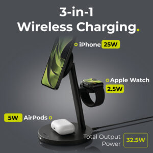 Mobile Origin Qi2 25W PowerStand Pro 3in1 su 40-60W AVS GaN įkrovikliu PW40 juodas - Image 3