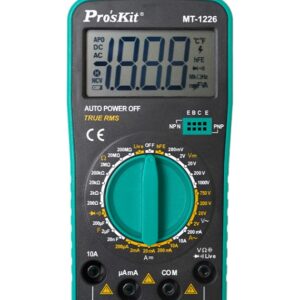 Skaitmeninis multimetras, TRMS, 1000/750 V AC/DC, 10A, 200MOm, 200uF, su diodų, tranzistorių, grandinės testavimo funkcijomis, Pro'sKit