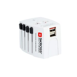 Kelioninis tinklo adapteris 230V 2.5A, 2x USB MUV kištukai AU/CN/UK/US/IT - lizdai EU/AU/UK/US (be įžeminimo) SKROSS