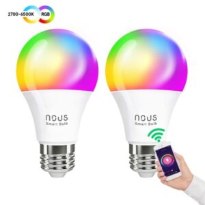 Lemputė LED E27, 230V, 9W, 810lm, 2700K - 6500K, RGB, išmanioji Wi-Fi, valdoma programėle, TUYA / Smart Life, P3 (2vnt. kompl.), NOUS