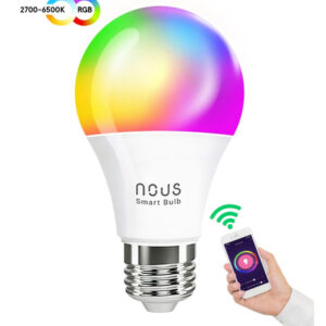 Lemputė LED E27, 230V, 9W, 810lm, 2700K - 6500K, RGB, išmanioji Wi-Fi, valdoma programėle, TUYA / Smart Life, P3, NOUS