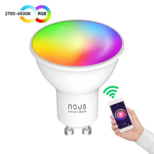 Lemputė LED GU10, 230V, 4,5W, 350lm, 2700K - 6500K, RGB, išmanioji Wi-Fi, valdoma programėle, TUYA / Smart Life, P8, NOUS