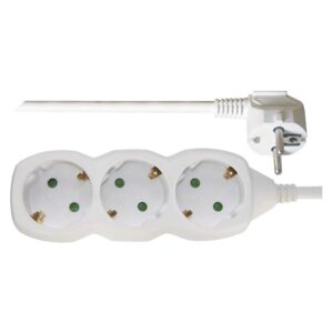 Ilgiklis 3 lizdų 3.0m su įžeminimu (baltas) 1.5mm²