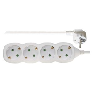 Ilgiklis 4 lizdų 3.0m su įžeminimu (baltas) 1.5mm²
