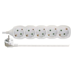 Ilgiklis 5 lizdų 1.5m su įžeminimu (baltas) 1.5mm²