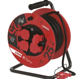 Ilgiklis - ritė 4 lizdų 25m su įžeminimu, 2.5mm², 16A, 3680W, kabelis su gumine izoliacija H05RR-F3G, IP44