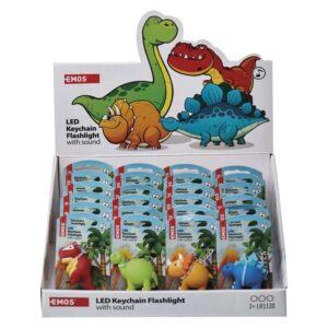 Žibintuvėlis/raktų pakabukas dinozauras 1vnt, 5Lm 3xLR54, įvairių rūsių