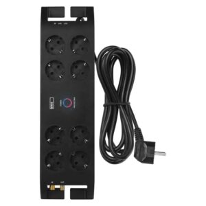 Ilgiklis su apsauga nuo viršįtampių (1800J) 8 lizdų, 3m, TV antenos (IEC), RJ45 apsaugos, juodas EMOS