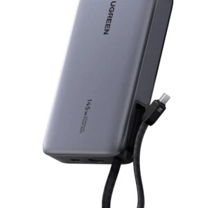 LiPo išorinis akumuliatorius (PowerBank) 20000mAh 145W USB-A USB-C su integruotu kabeliu PB551 UGREEN