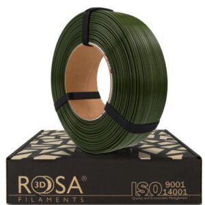 3D plastikas PET-G žalias (army green) 1.75mm 1kg refill pakuotė Rosa3D