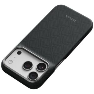 Dėklas PITAKA Edge Argyle MagSafe, skirtas iPhone 18 Pro / 17 Pro, bazalto juodas - Image 6