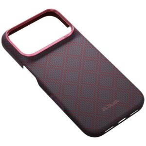 Dėklas PITAKA Edge Argyle MagSafe, skirtas iPhone 18 Pro / 17 Pro, mėlynas-raudonas - Image 5
