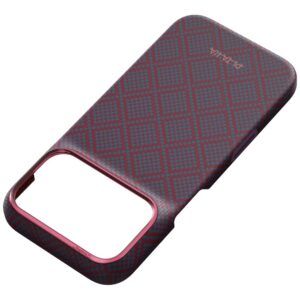 Dėklas PITAKA Edge Argyle MagSafe, skirtas iPhone 18 Pro / 17 Pro, mėlynas-raudonas - Image 7