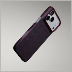 Dėklas PITAKA Edge Argyle MagSafe, skirtas iPhone 18 Pro / 17 Pro, mėlynas-raudonas - Image 8