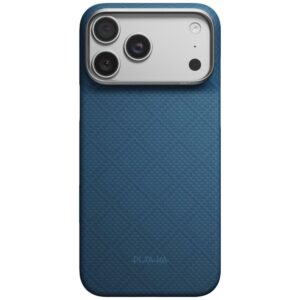 Dėklas PITAKA Edge Argyle MagSafe dėklas, skirtas iPhone 18 Pro Max / 17 Pro Max, vidurnakčio mėlyna