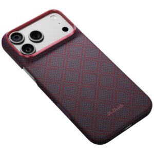 Dėklas PITAKA Edge Argyle MagSafe, skirtas iPhone 18 Pro Max / 17 Pro Max, mėlynas-raudonas - Image 3